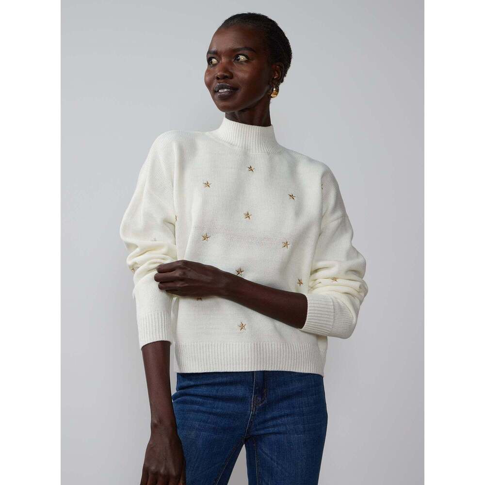 New York & Company Long Sleeve Mock Neck Embroidered Sweater Size XXLARGEXXLARGE
